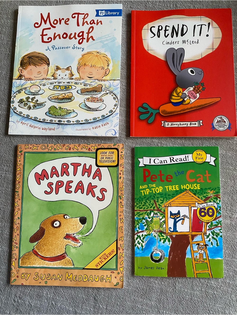 Set of 4 Children's Picture Books - Colorful Covers (Red, Green, White, Orange)